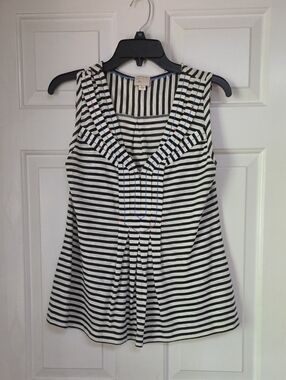 Anthropologie 9-H15 STCL Sleeveless Black & White Striped V-Neck Women’s Top